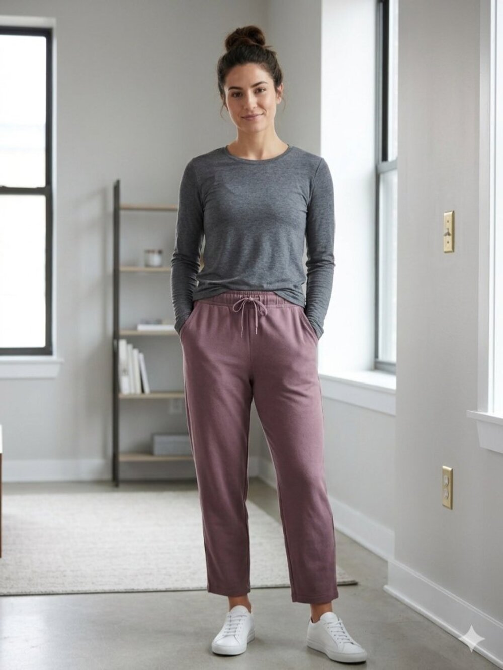 Mondetta Fleece Straight Leg Pants Burgundy Size XL Athleisure Casual Minimalist